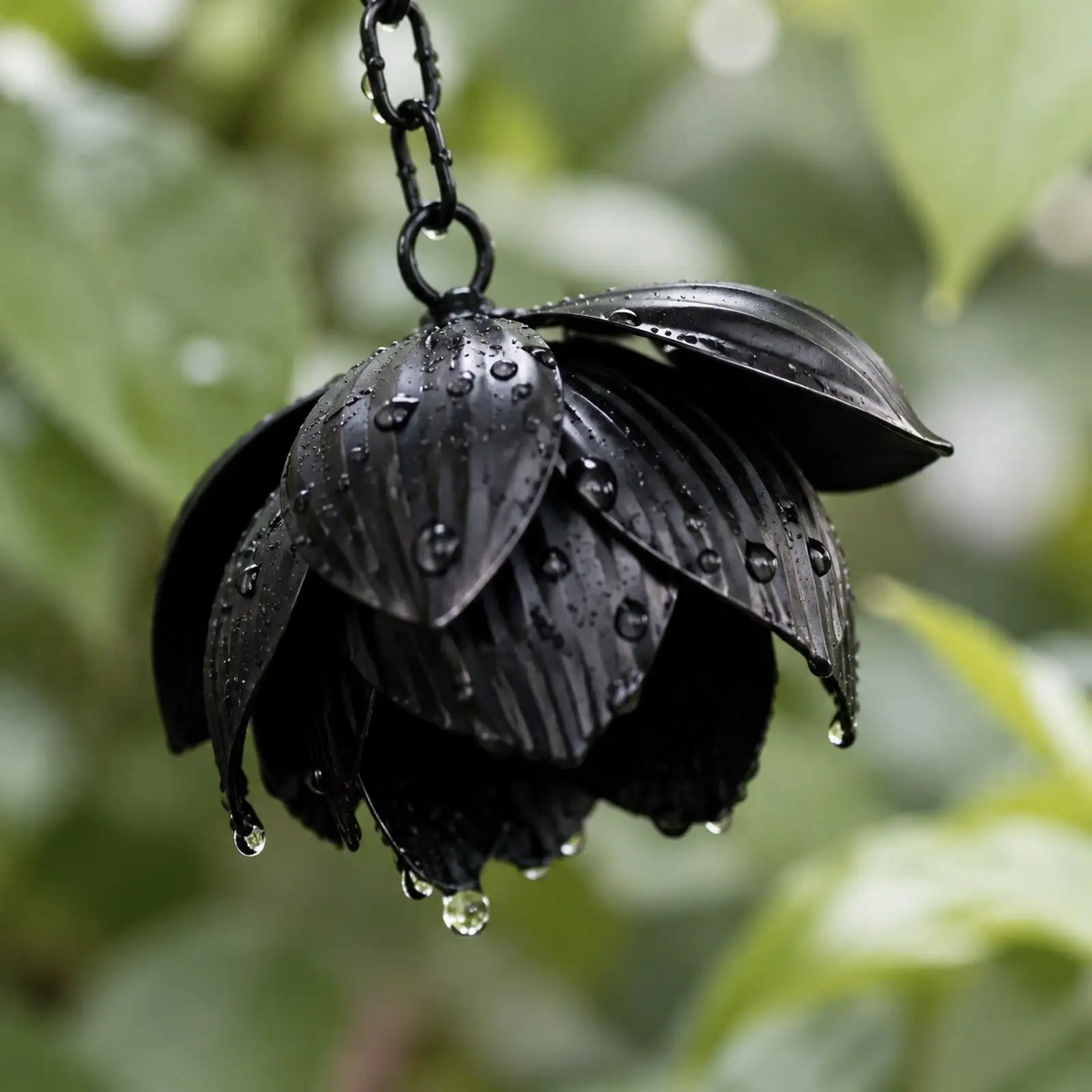 Cadena de lluvia con flor de loto vista frontal