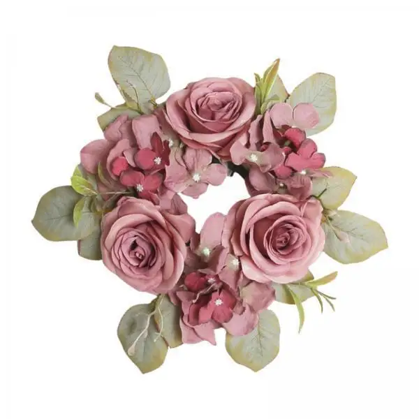 Corona Floral con Rosas Artificiales 30 cm – Adorno Colgante para Puerta