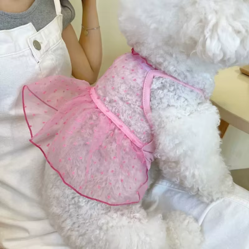 Vestido de tul con lunares para perros y gatos – Estilo princesa