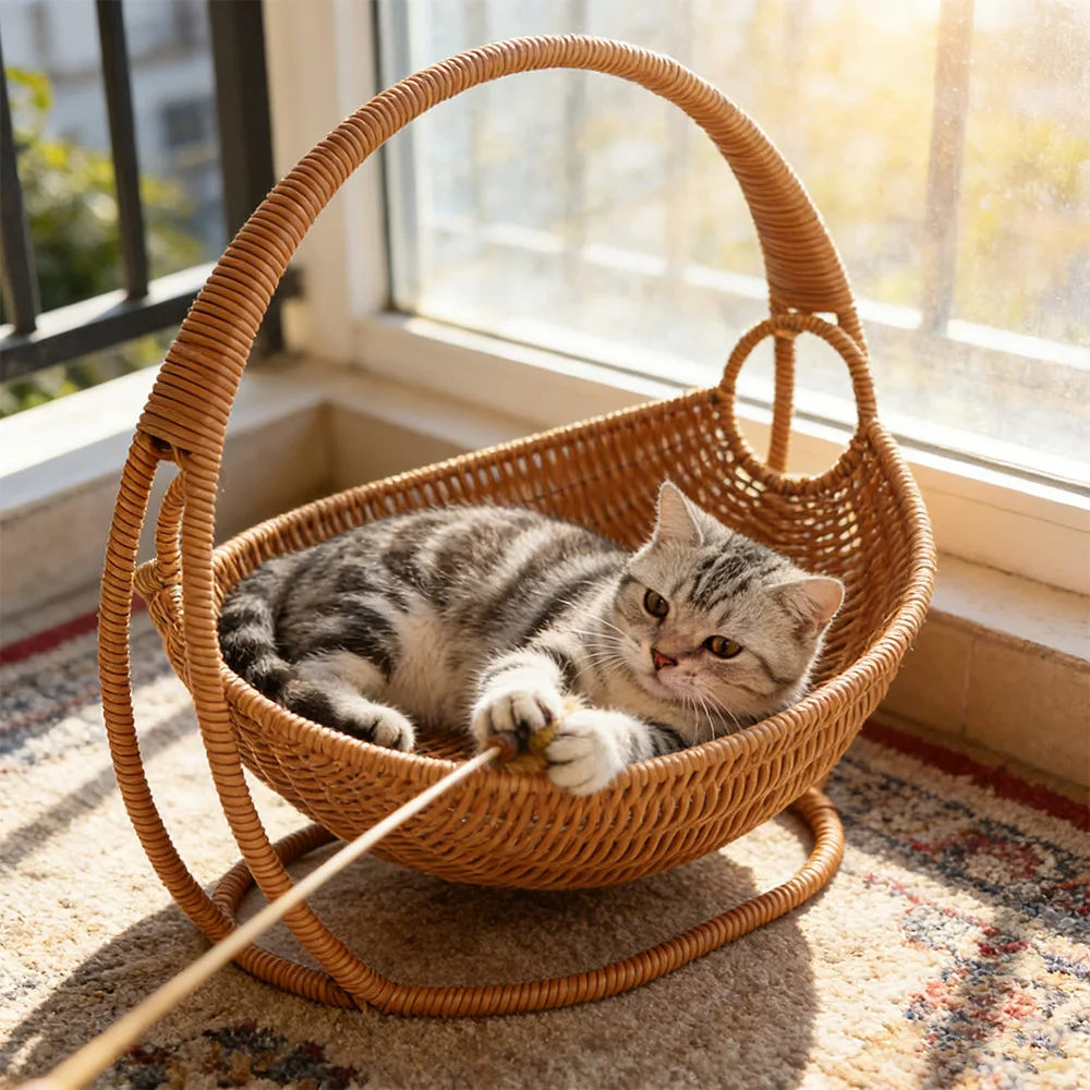 Hamaca elevada para gatos de interior