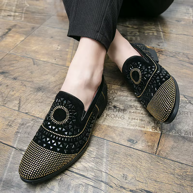 Zapatos Casuales de Cuero para Hombre – Slip-on Punta Estrecha con Pedrería - imagen 4