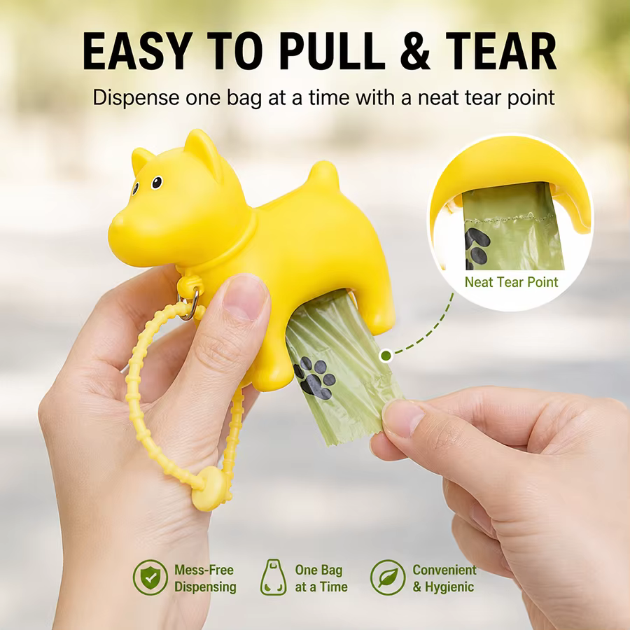 Dispensador de bolsas para excrementos de perro portátil, con clip