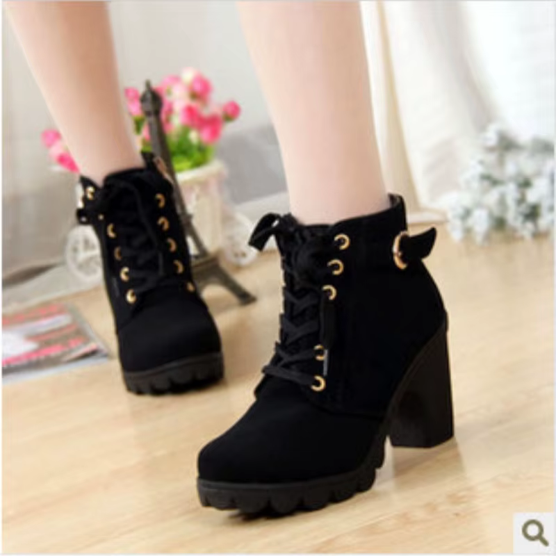 Botas de plataforma con tacón alto y hebilla para mujer - imagen 5