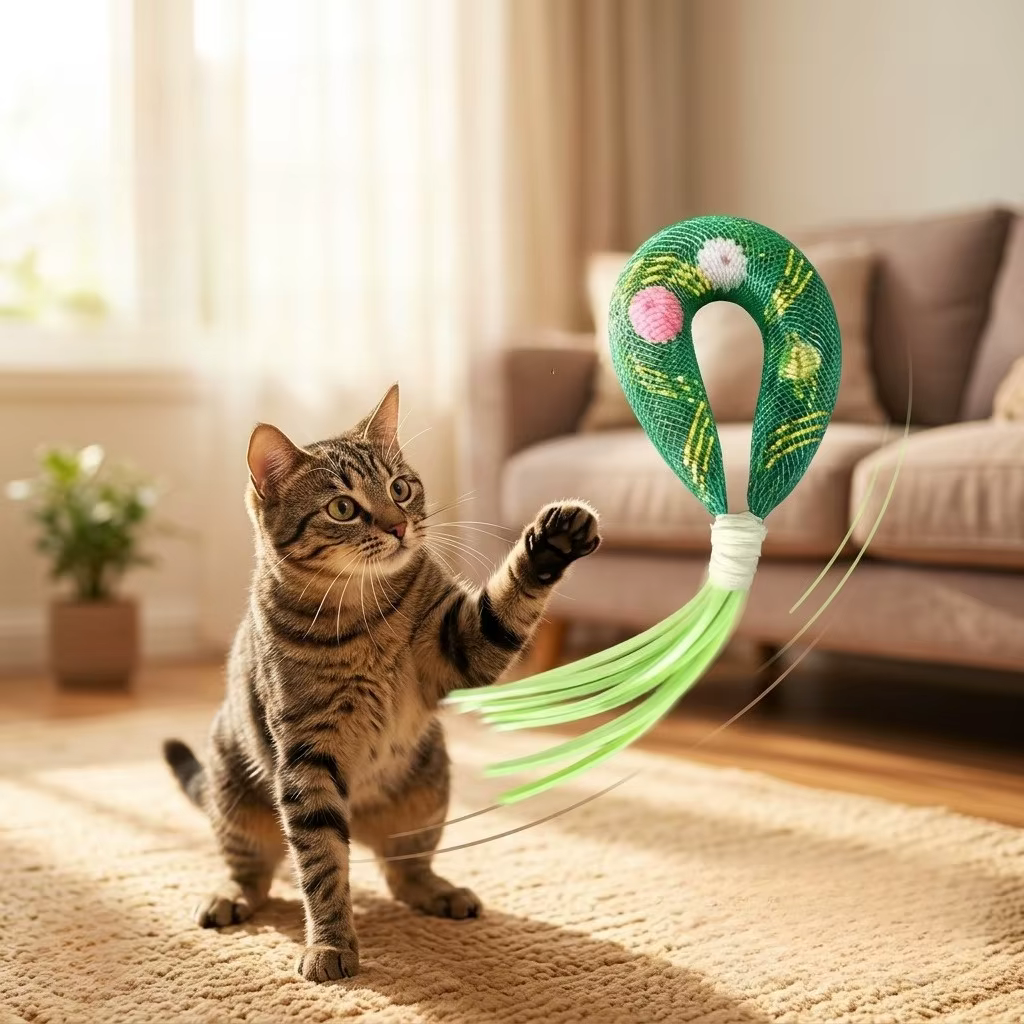 Juguete con Borlas y Campana para Gatos – Plumas y Malla Interactivo - imagen 4