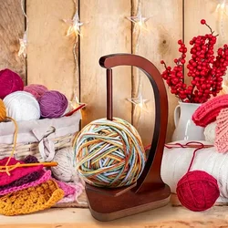 Soporte giratorio de madera para ovillos de crochet – Dispensador y estante de escritorio