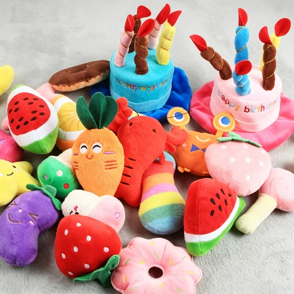 Pack 16 Juguetes de Peluche para Perros con Sonido – Interactivos y Masticables