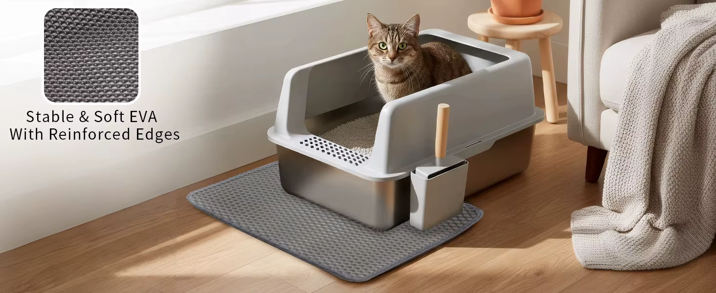 Bandeja de arena grande de acero inoxidable para gatos