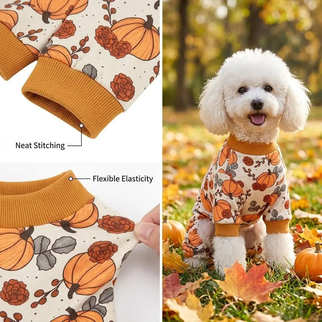 mono de calabaza blanco roto y naranja para mascotas pequeñas