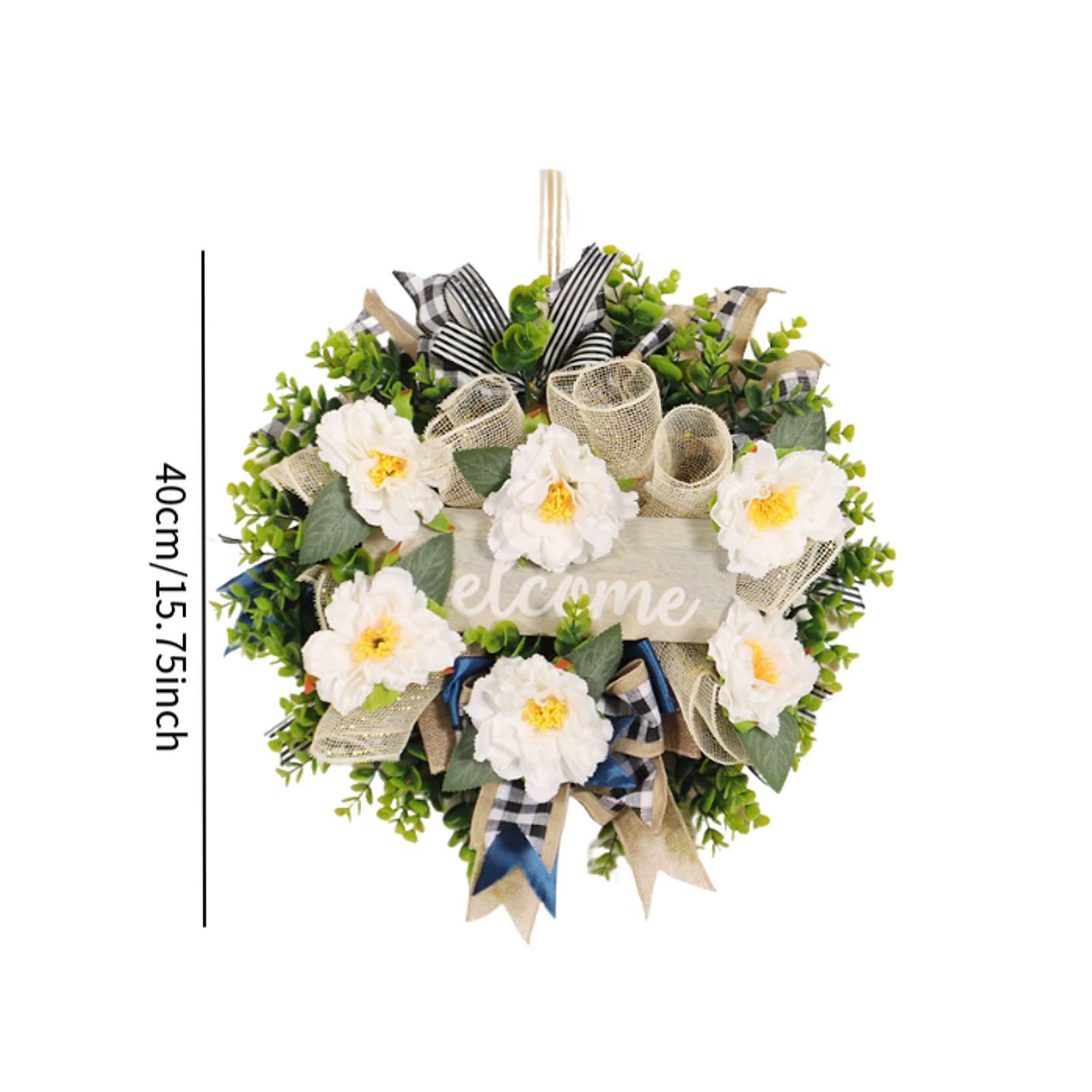 Colgante rústico de puerta con flores artificiales para gatos y perros - imagen 3