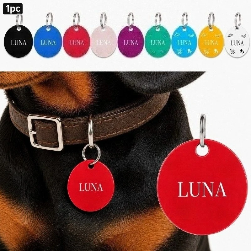 Placa identificación personalizada redonda aluminio perros gatos - imagen 5