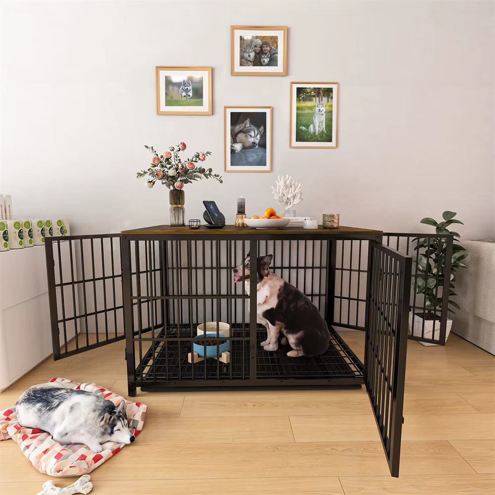 Jaula para perros XXL resistente, mueble tipo mesa auxiliar con bandeja - imagen 5