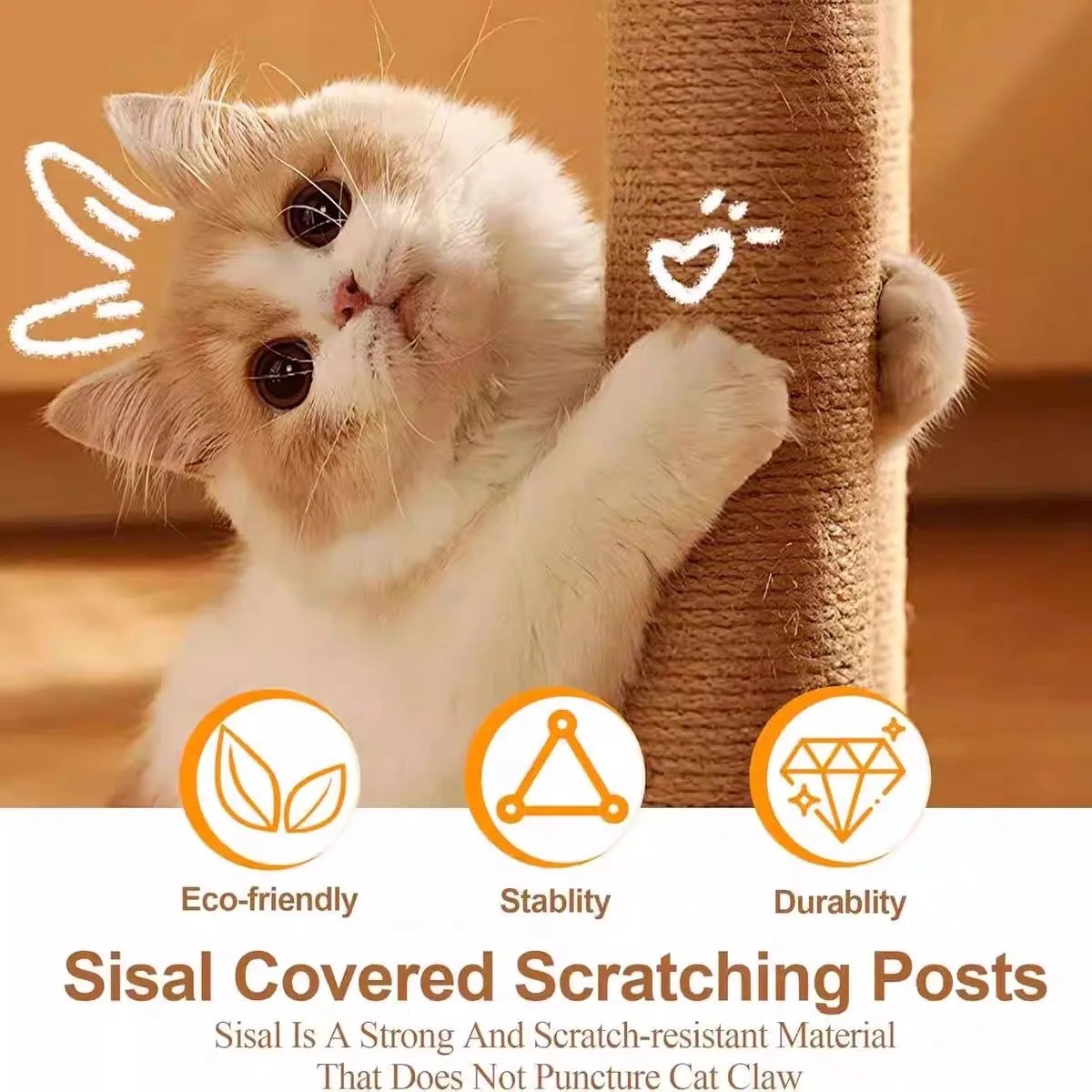 Poste rascador de yute para árbol de gatos
