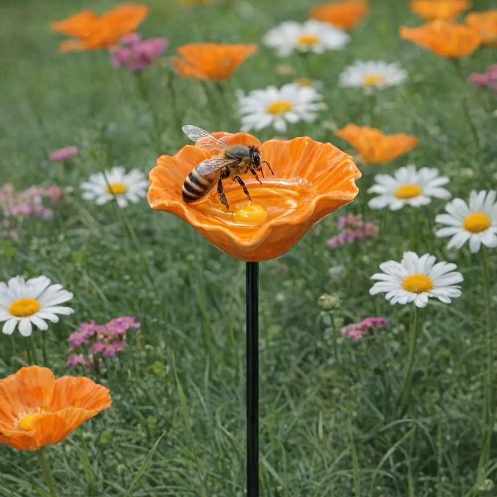 Bebedero portátil para aves y abejas, fuente de agua floral