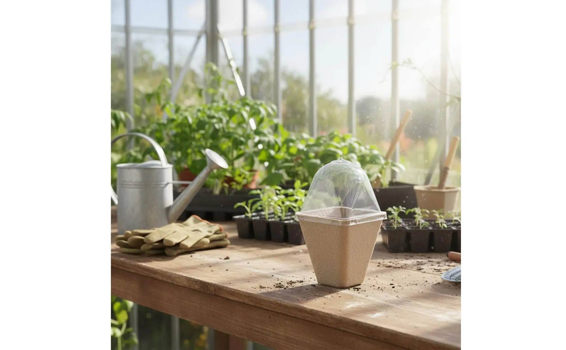Macetas biodegradables con cúpula y ventilación