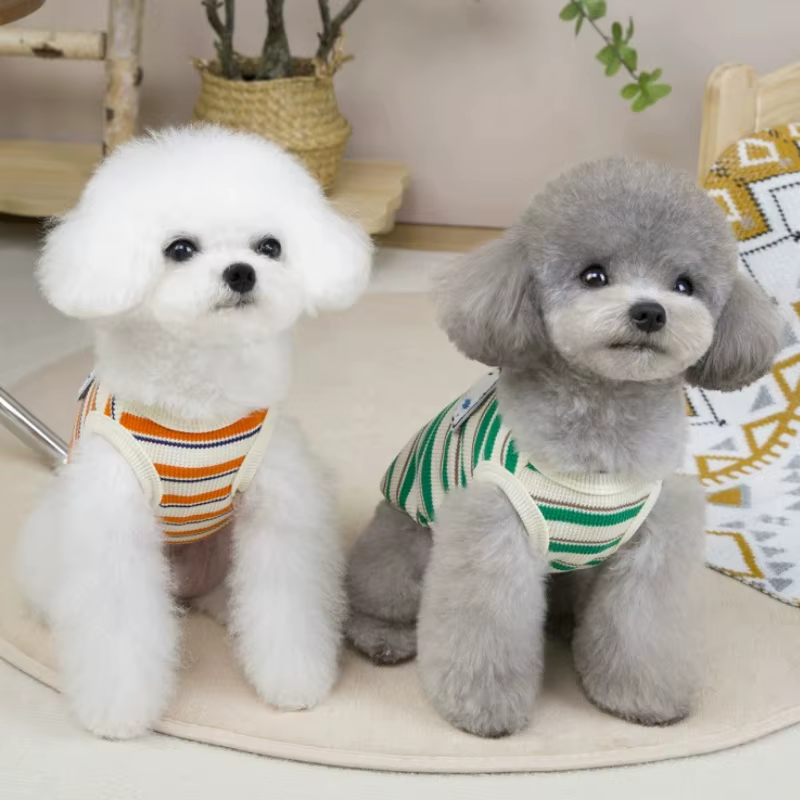 Chaleco de verano a rayas para perros y gatos – Fino con parche
