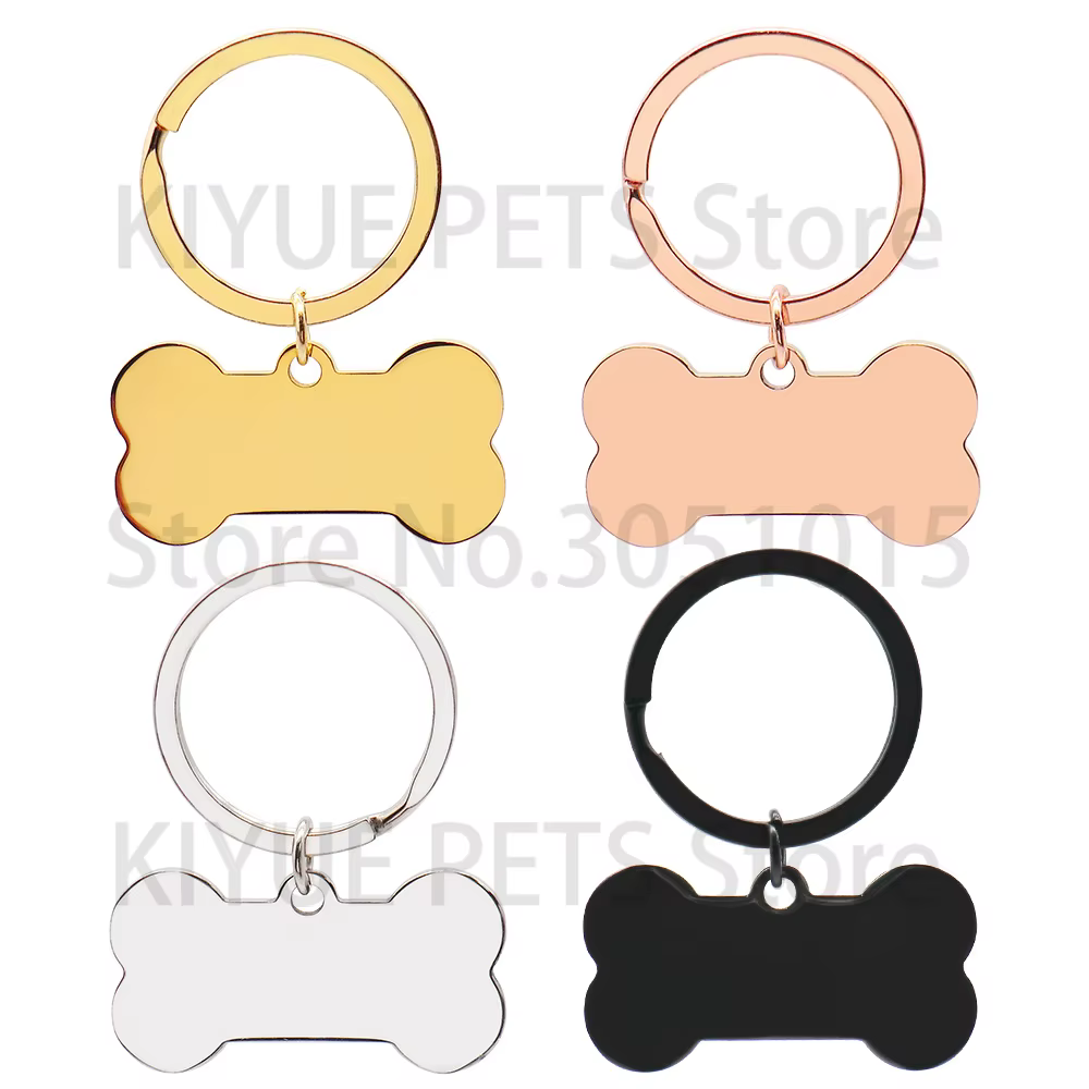Placas Identificación Perros y Gatos Forma Hueso Acero Inoxidable - imagen 5