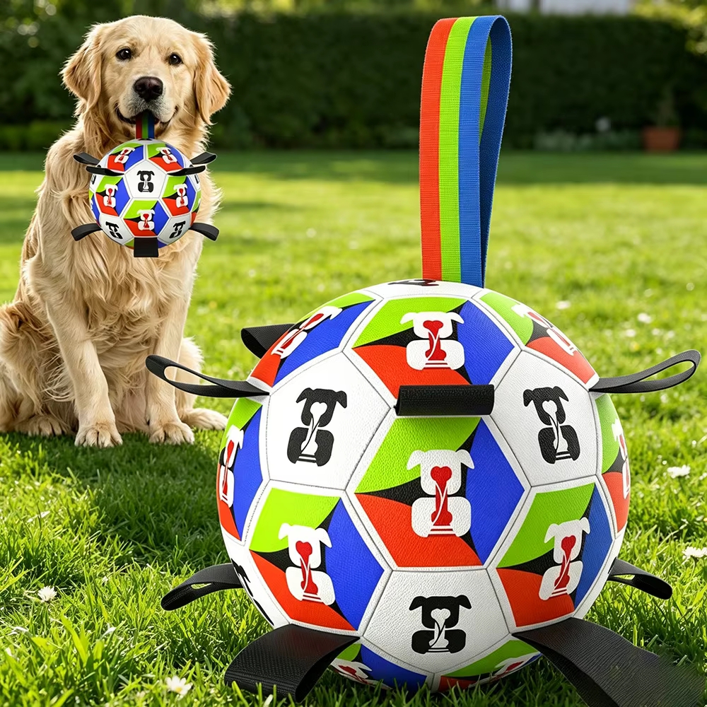 Pelota de fútbol masticable para perros – Interactiva y resistente - imagen 4