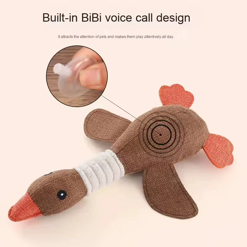 Juguete interactivo para perros y gatos: peluche con sonido de ganso - imagen 2