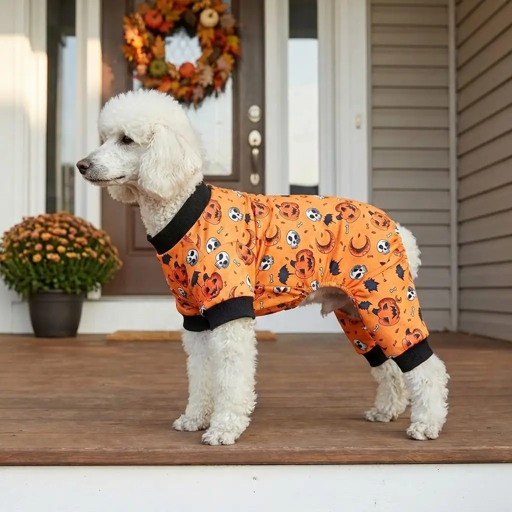 Pijama con estampado de calaveras y murciélagos