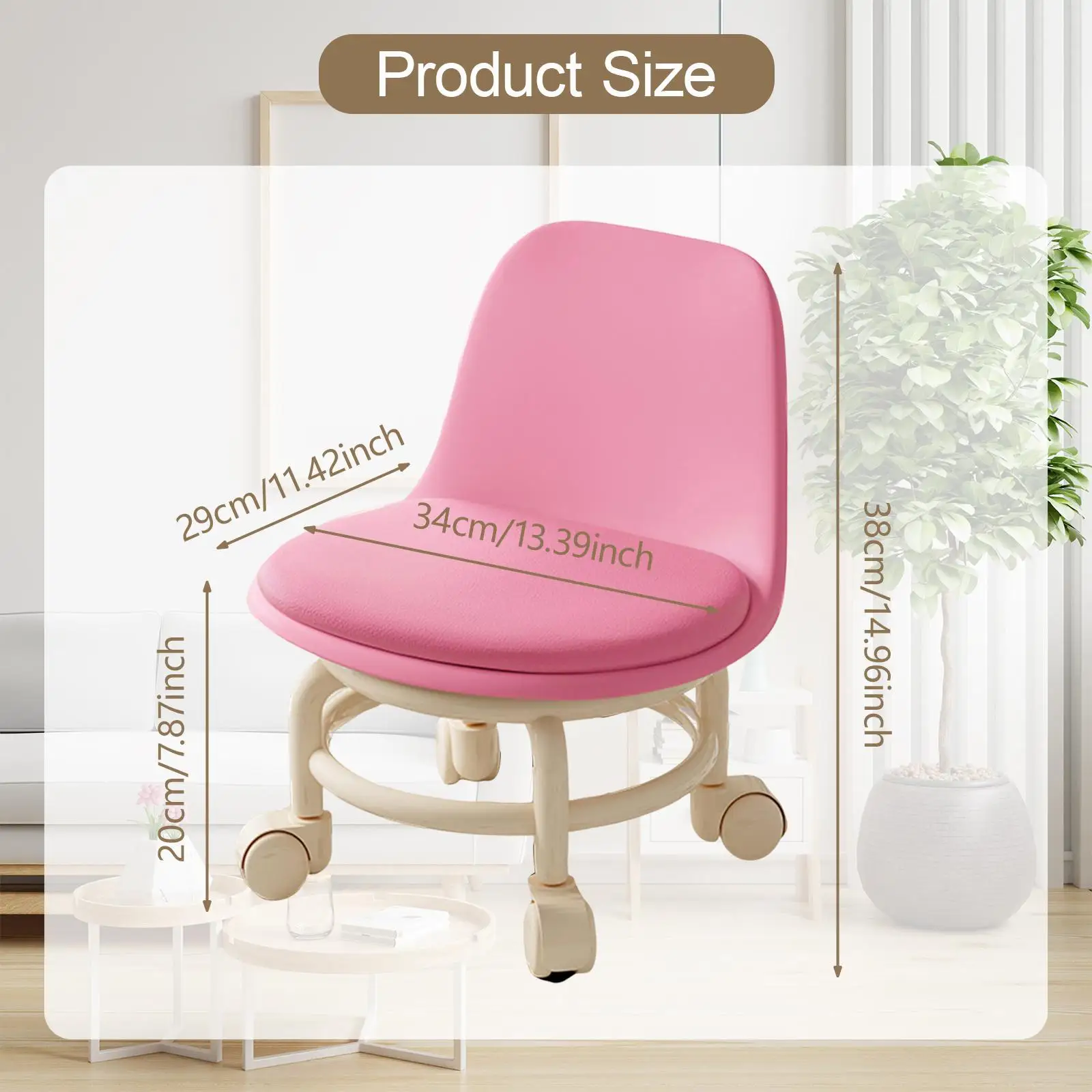 Taburete rodante ajustable con ruedas, diseño moderno para hogar - imagen 5