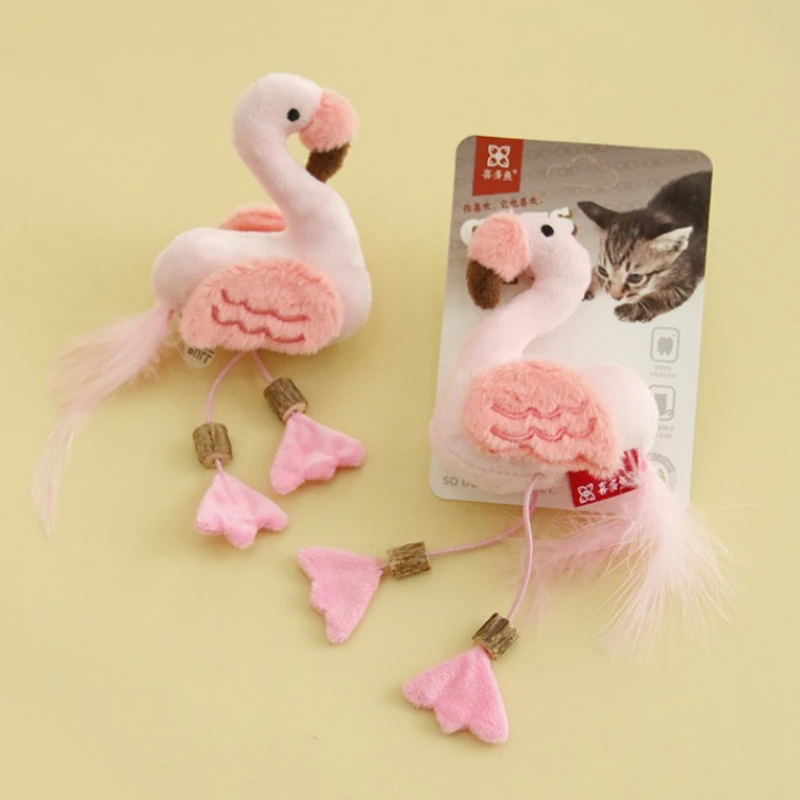 Juguete peluche con hierba gatera y pluma dental para gatos - imagen 2