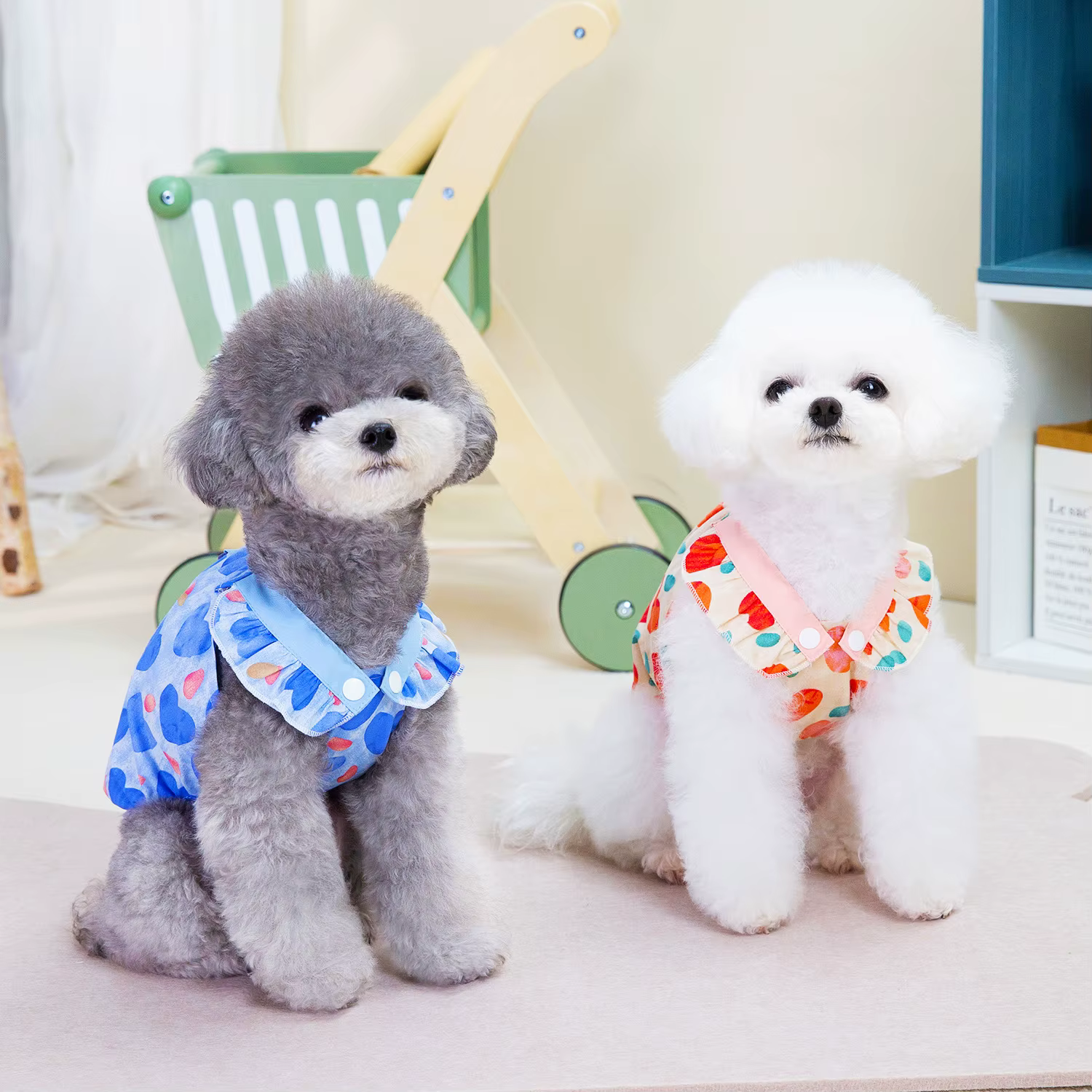 Sudadera fina de verano con corazón para perros pequeños, rosa y azul - imagen 3