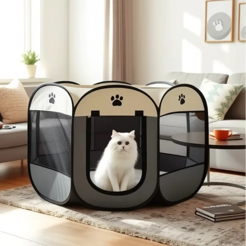 Caseta de parto cerrada para gatos: nido y jaula octogonal - imagen 3