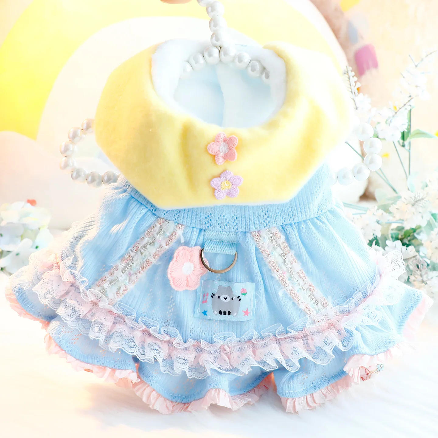 Abrigo vestido acolchado para perro pequeño con encaje - imagen 4