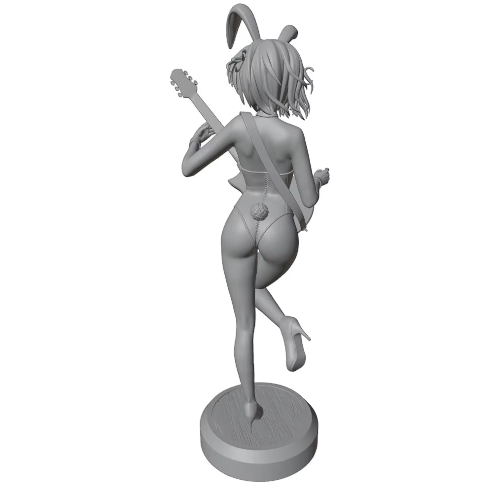 Figura de resina en miniatura de chica con guitarra, 3D - imagen 3