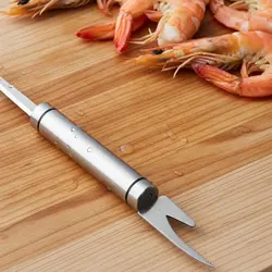 Utensilio desvenador de camarones de acero inoxidable, fácil de limpiar