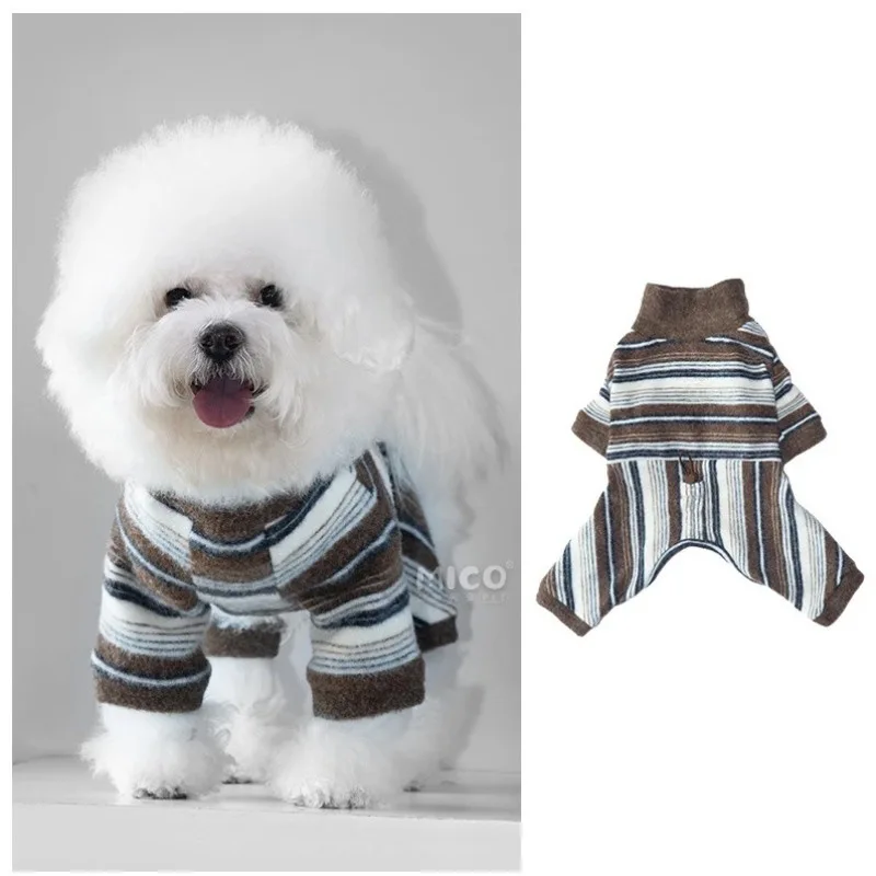 Mono de Invierno para Perros y Gatos – Ropa Cálida a Rayas con Diseño de Schnauzer y Teddy - imagen 4