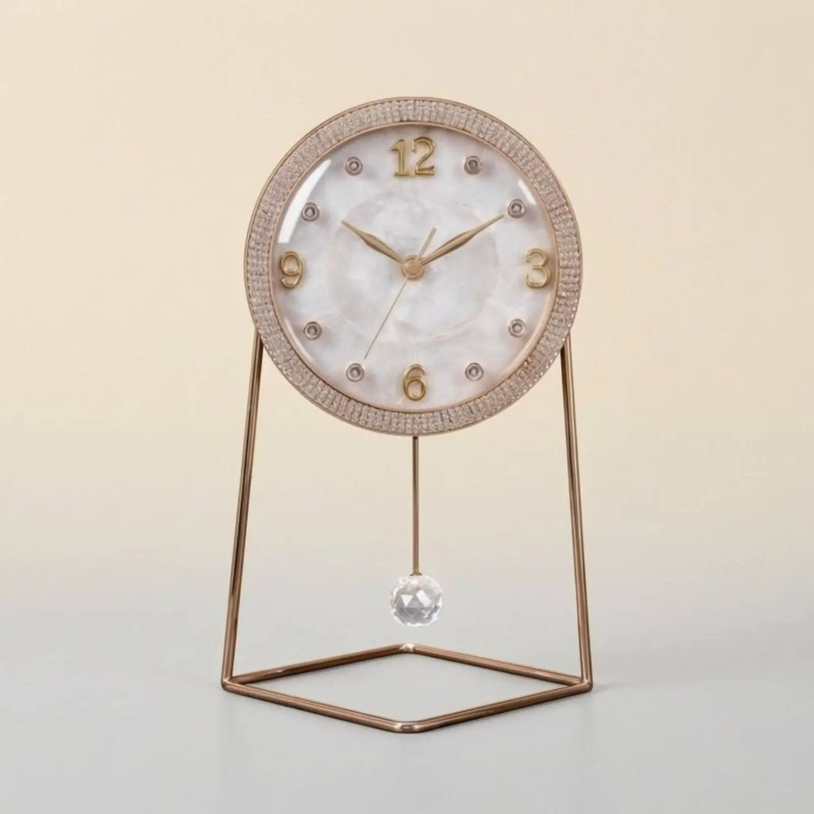 Reloj de péndulo decorativo de mesa – Reloj clásico con borde para el hogar