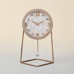 Reloj de péndulo decorativo de mesa – Reloj clásico con borde para el hogar