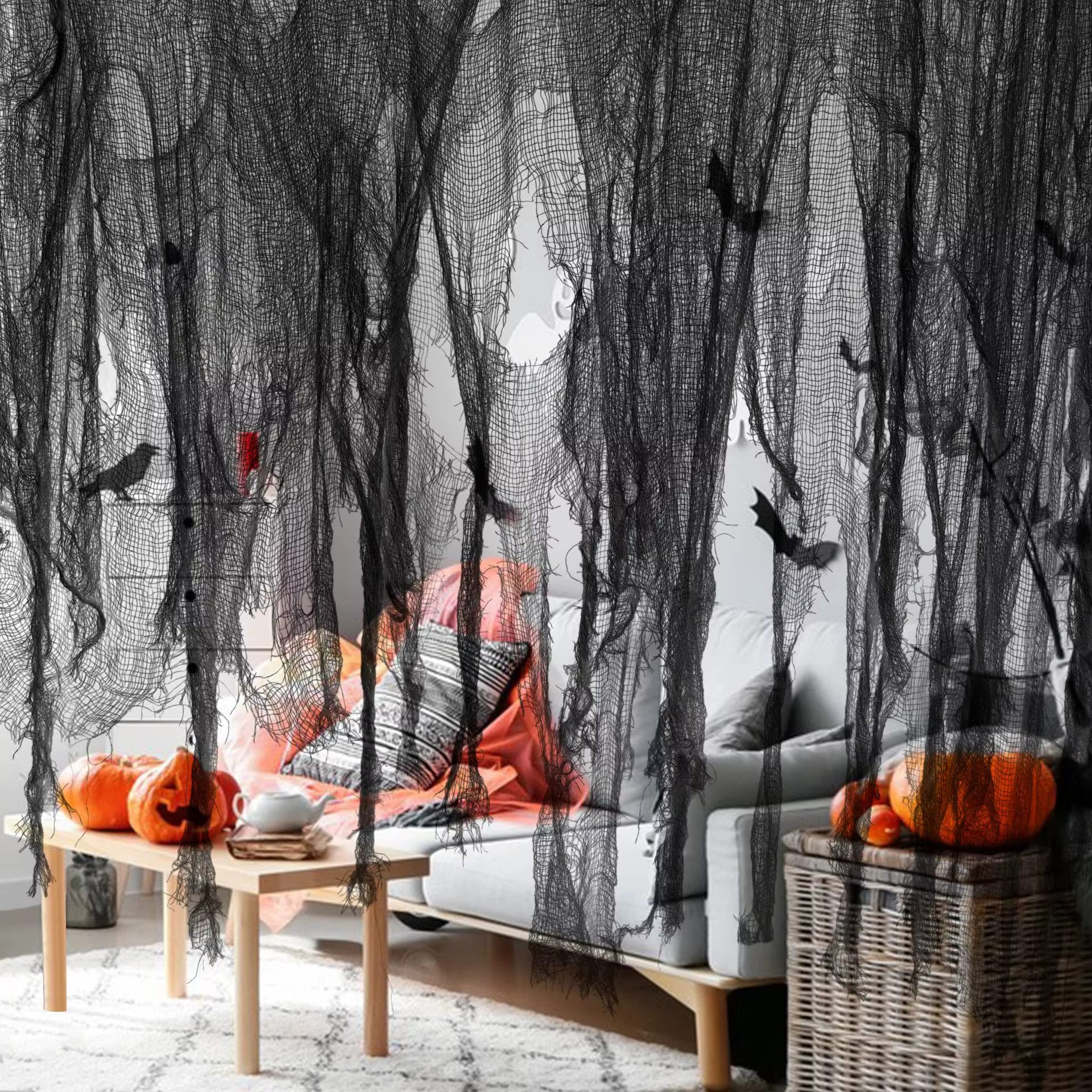 Tela de gasa para decoración Halloween – Efecto desgarrado - imagen 3