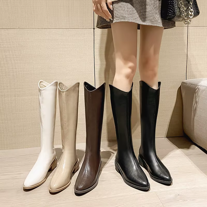 Botas de invierno de tacón medio hasta la rodilla con terciopelo - imagen 3