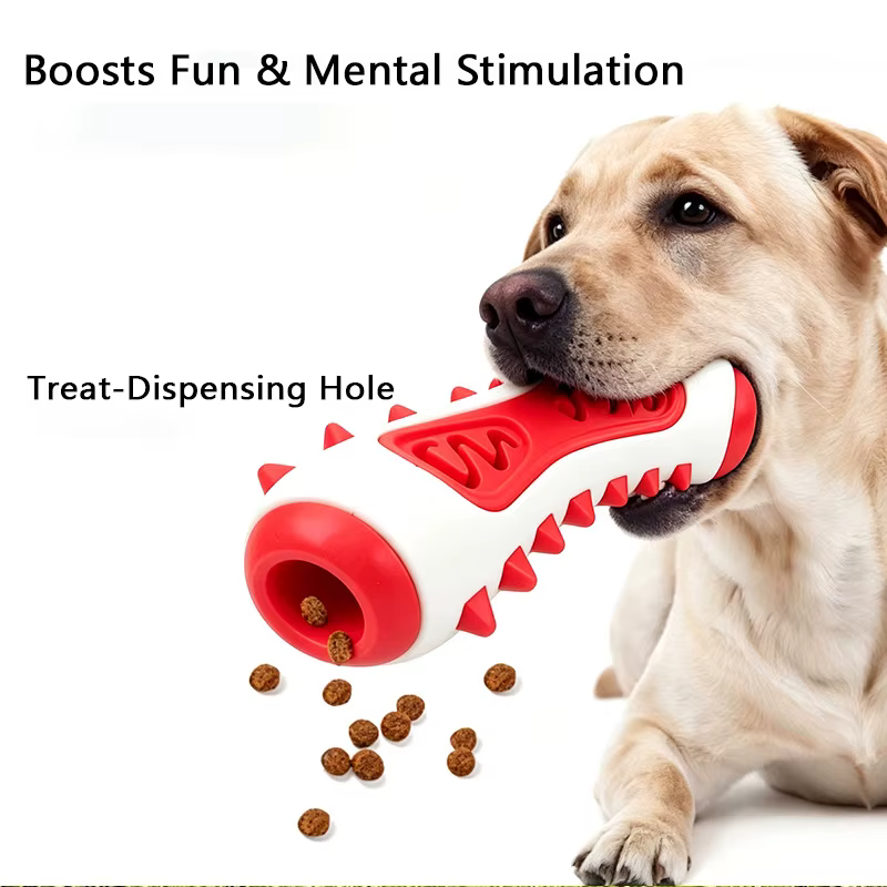 Mordedor dental TPR para cachorros con cepillo forma hueso - imagen 3