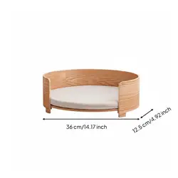 Cama cerrada para gatos de madera con cojín
