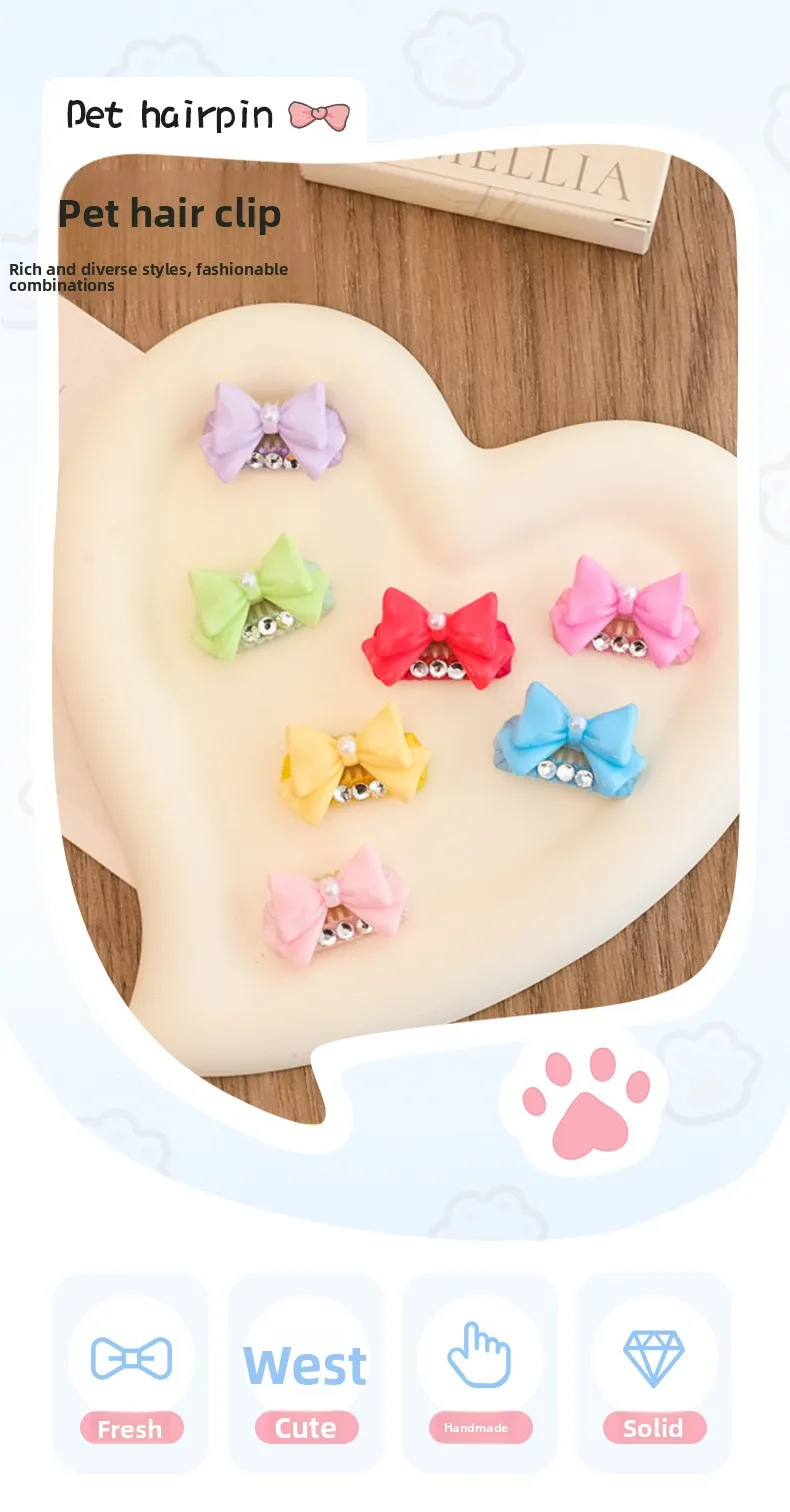 Pinza decorada para mascota con perlas y diamantes de imitación