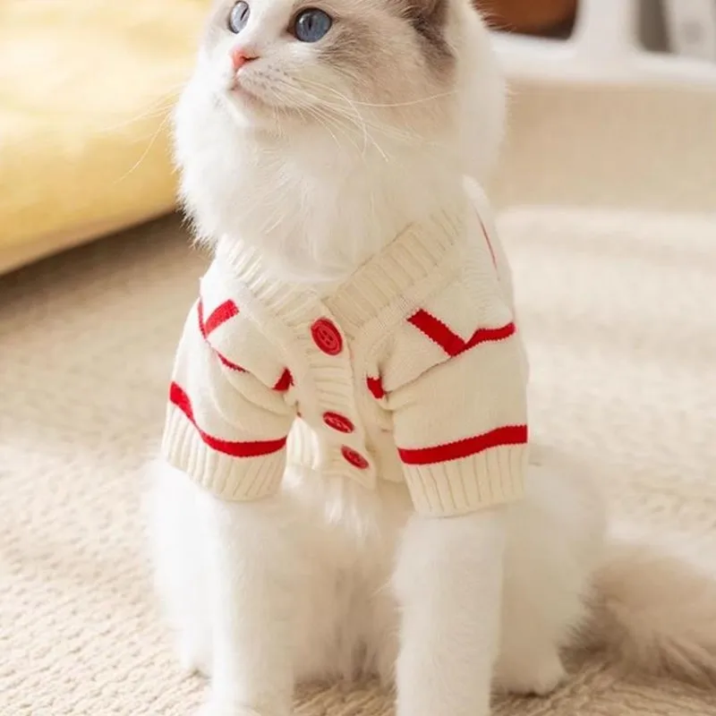 Jersey cálido de invierno a rayas para perros y gatos - imagen 2