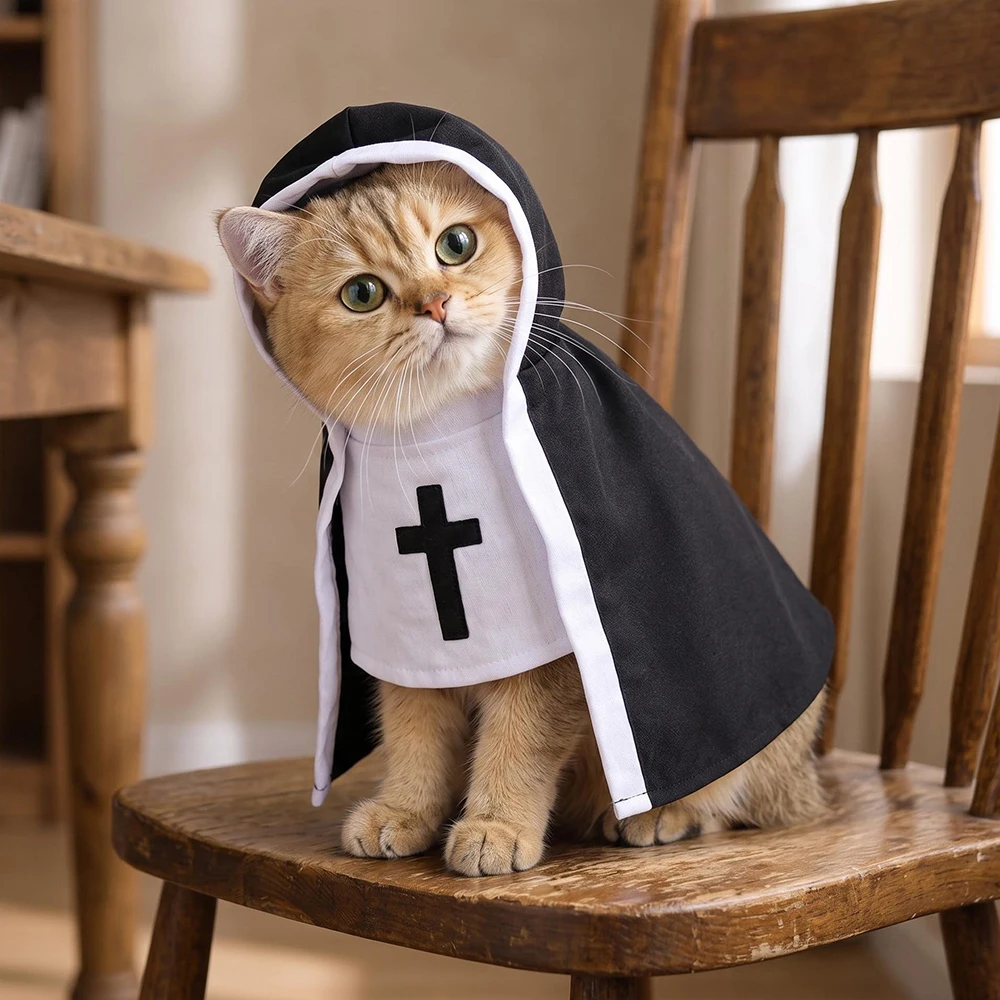 Disfraz de monja para gato – Traje de Halloween divertido - imagen 5
