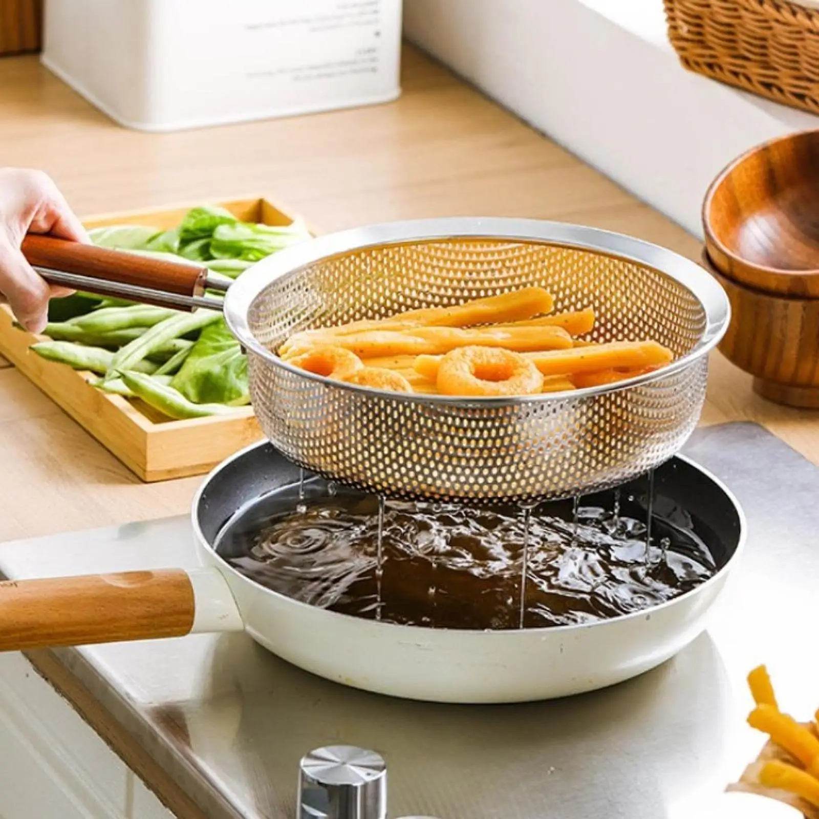 Colador de malla fina de acero inoxidable con mango ergonómico - imagen 3