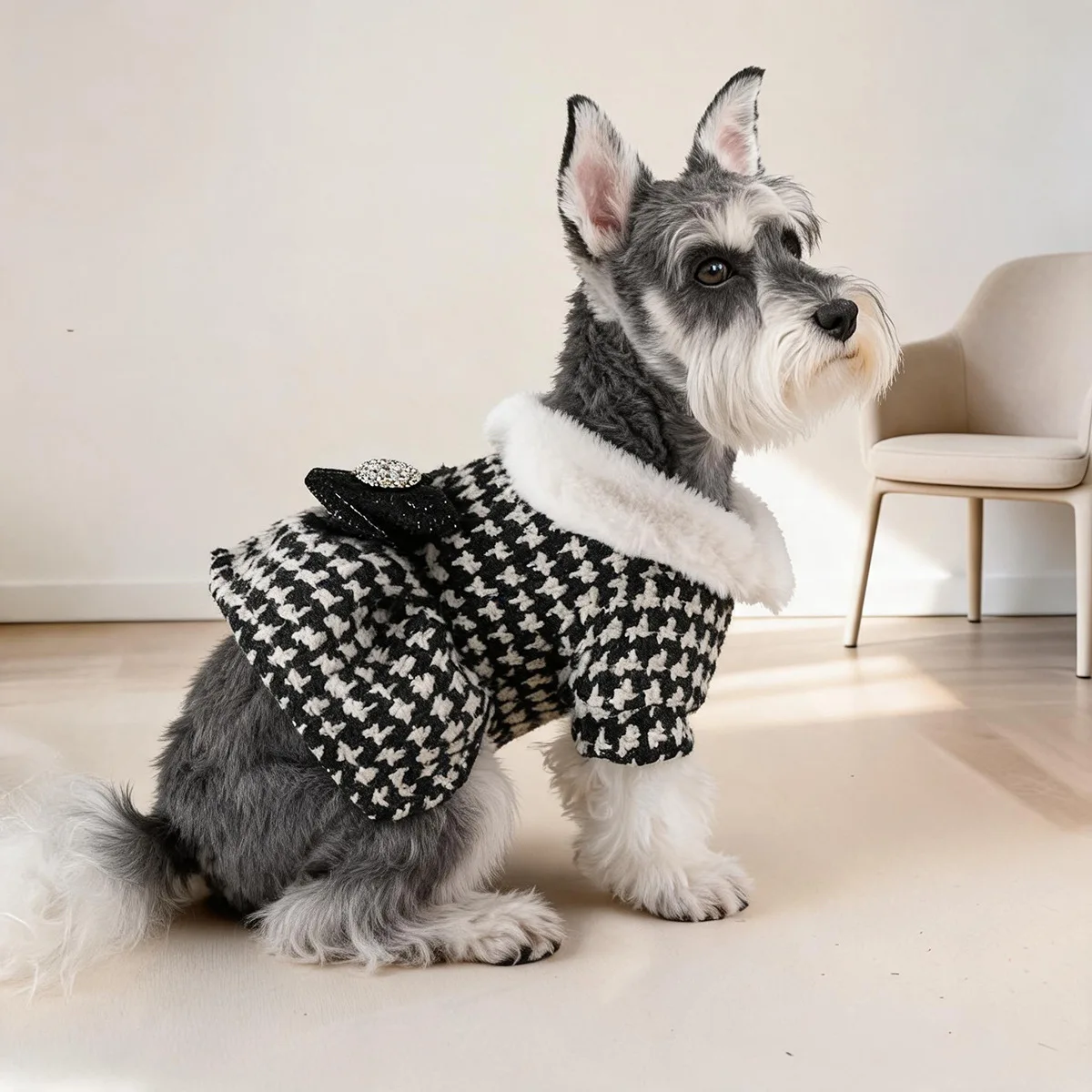 Vestido princesa para perro con lazo y falda a cuadros – Otoño invierno - imagen 4