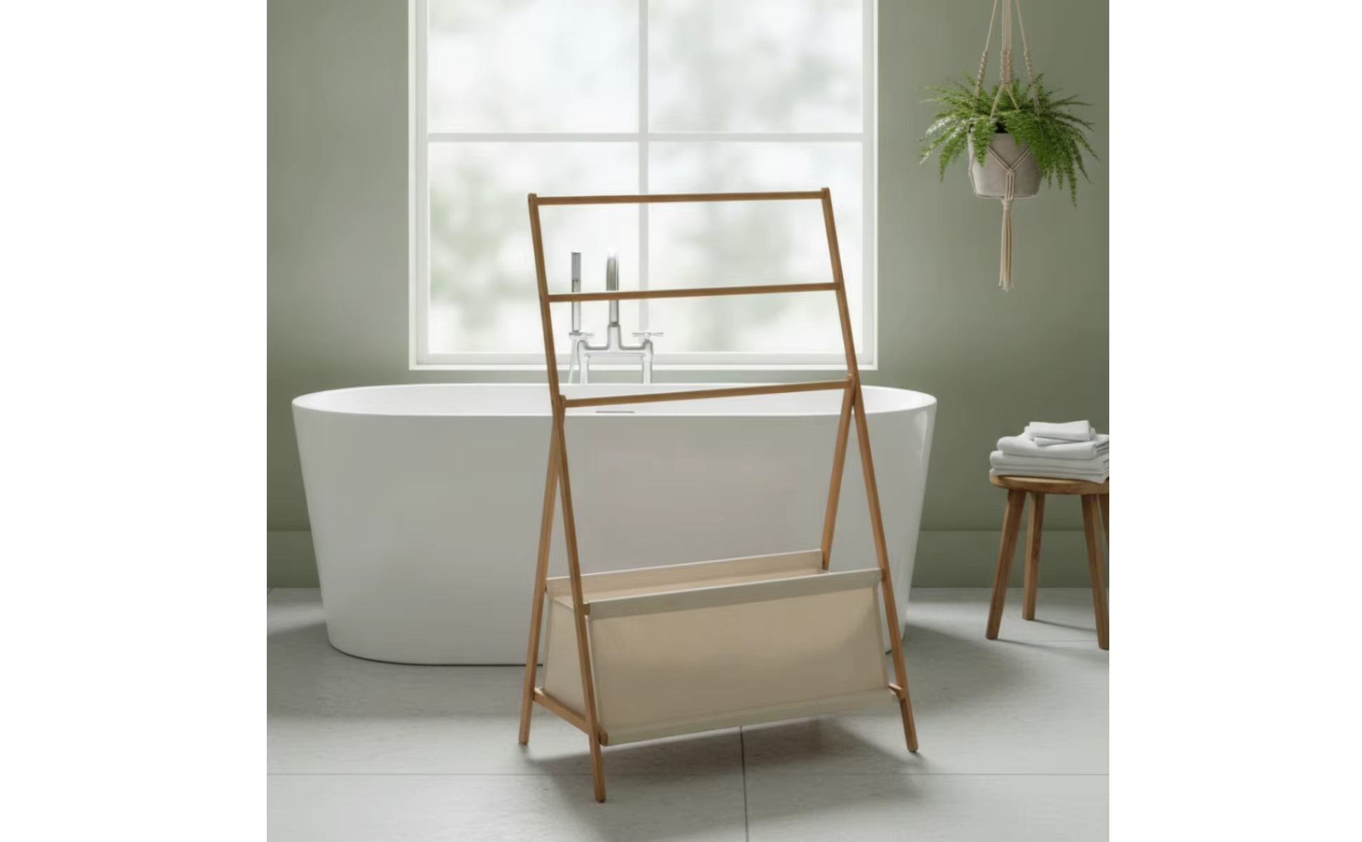 Cesto textil beige claro para prendas dobladas y accesorios