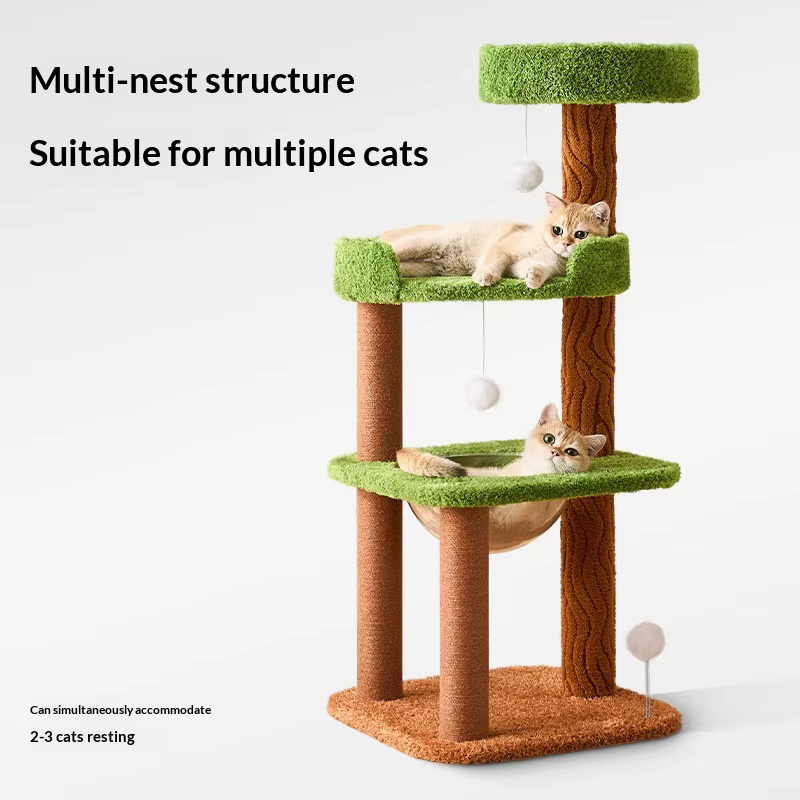 Torre rascador para gatos con cama y postes de sisal - imagen 2