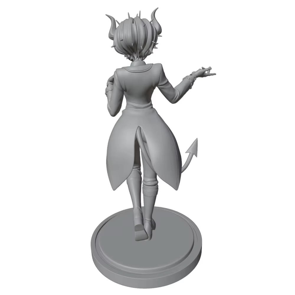 Figura de anime impresa en 3D sin montar y sin pintar, gris