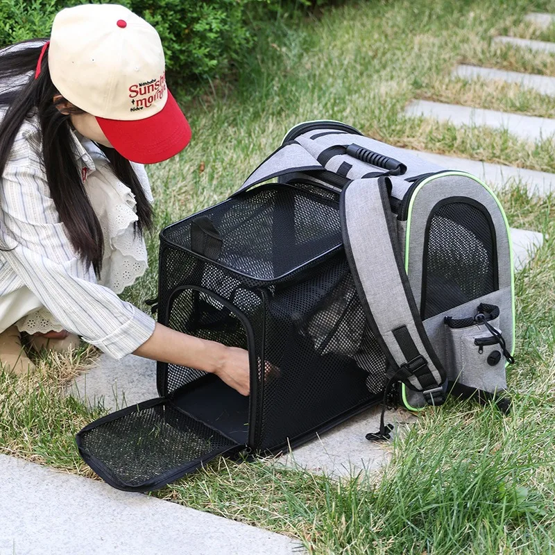 Mochila transportín expandible para gatos y perros – Viaje transpirable plegable - imagen 3