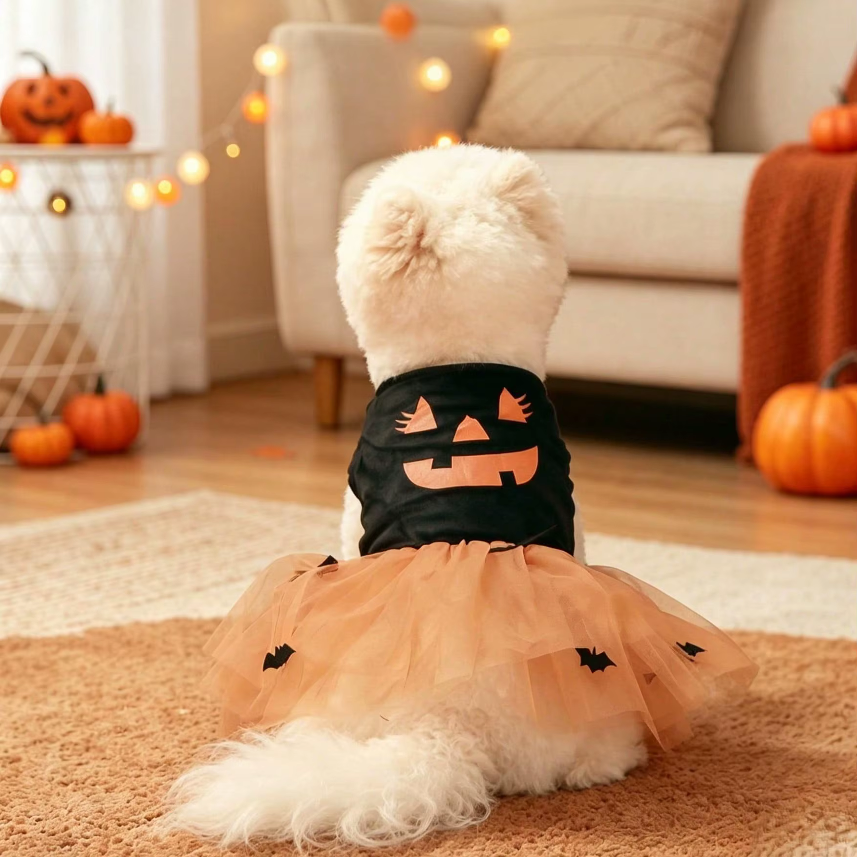 Detalle del vestido de tul para mascotas