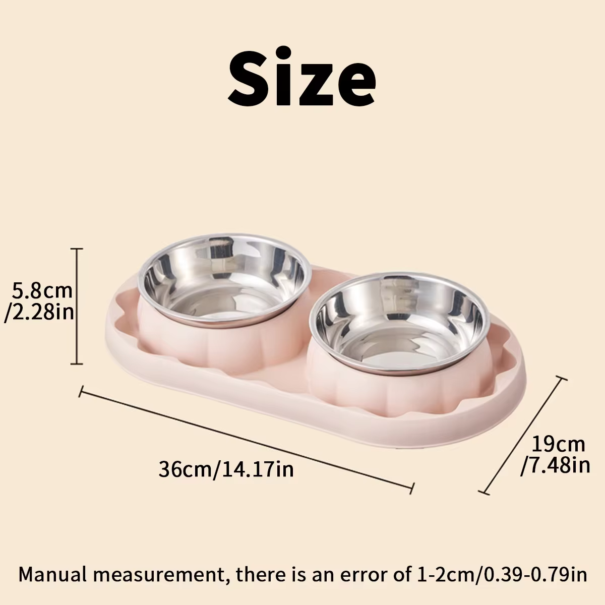 Comedero doble de acero inoxidable para gatos y perros - imagen 4
