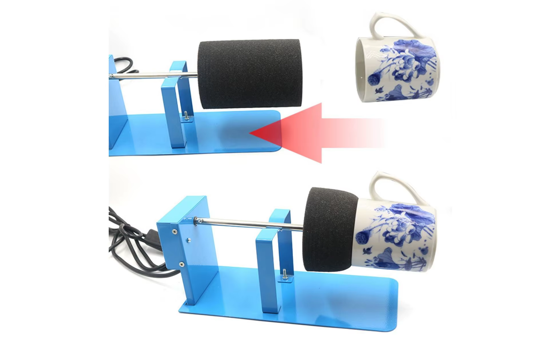 Rotador de tazas eléctrico con rodillo de espuma