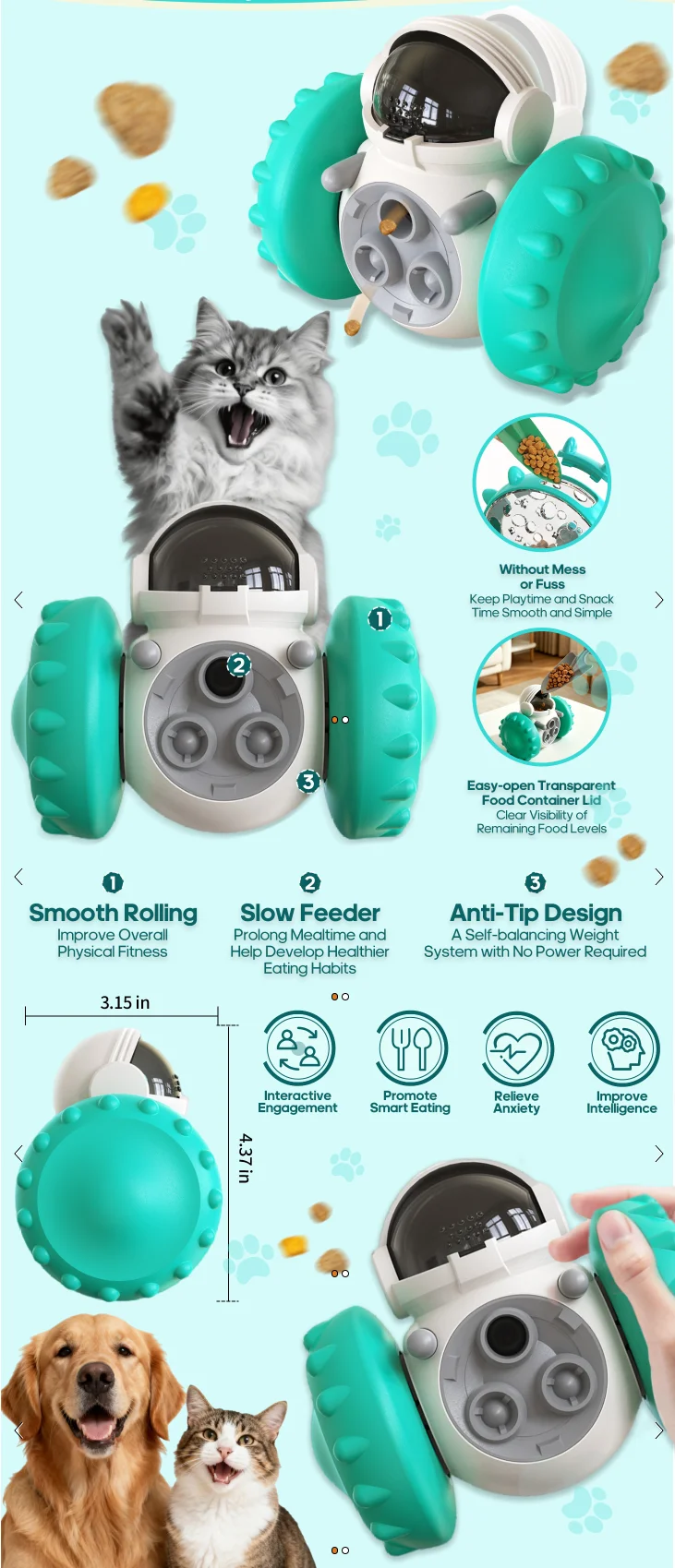 Juguete dispensador interactivo para perros y gatos
